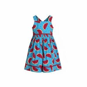 Kellys Kids Girls Watermelon Dress Size 4 5 Blue Red Summer Sundress